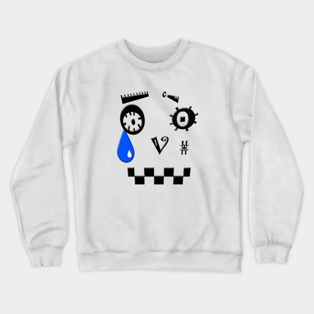 ASCII Robot is Crying a Blue Tear Crewneck Sweatshirt by ibadishi